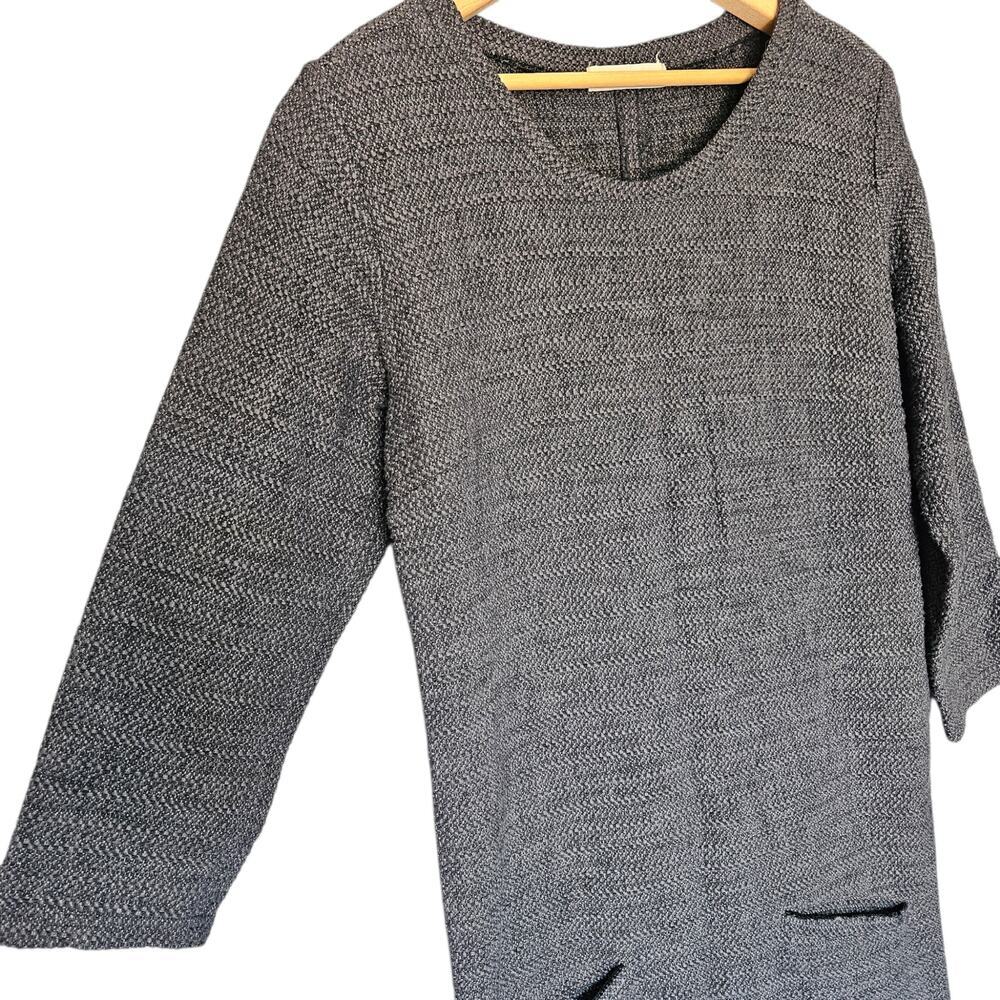 Women's Humanoid Gray Tweed Dress 3/4 Sleeves Knee Length Shift Style M Romania - Picture 5 of 16